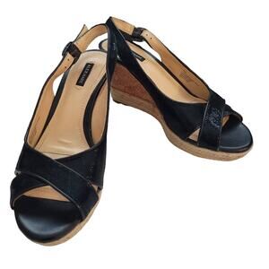 Alex Marie Sz: 7 Black Slingback Suede-Like Wedges